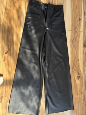 Zara Black Wide-Leg Faux Leather Pants